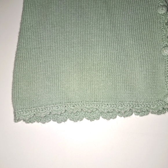 Bridgewater Short sleeve sweater cardigan light green sage Small Crochet Vintage - Picture 6 of 11